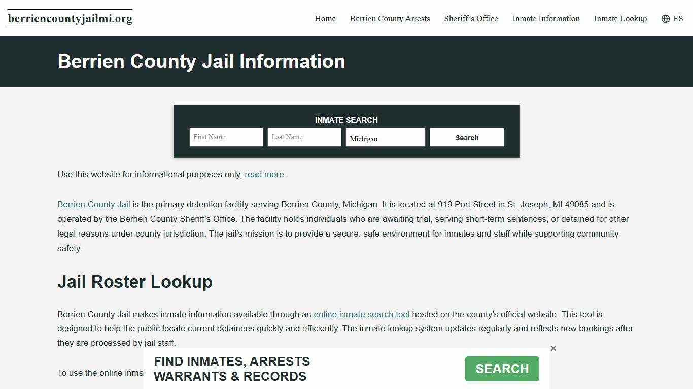 Berrien County, MI Jail Roster, Inmate Info