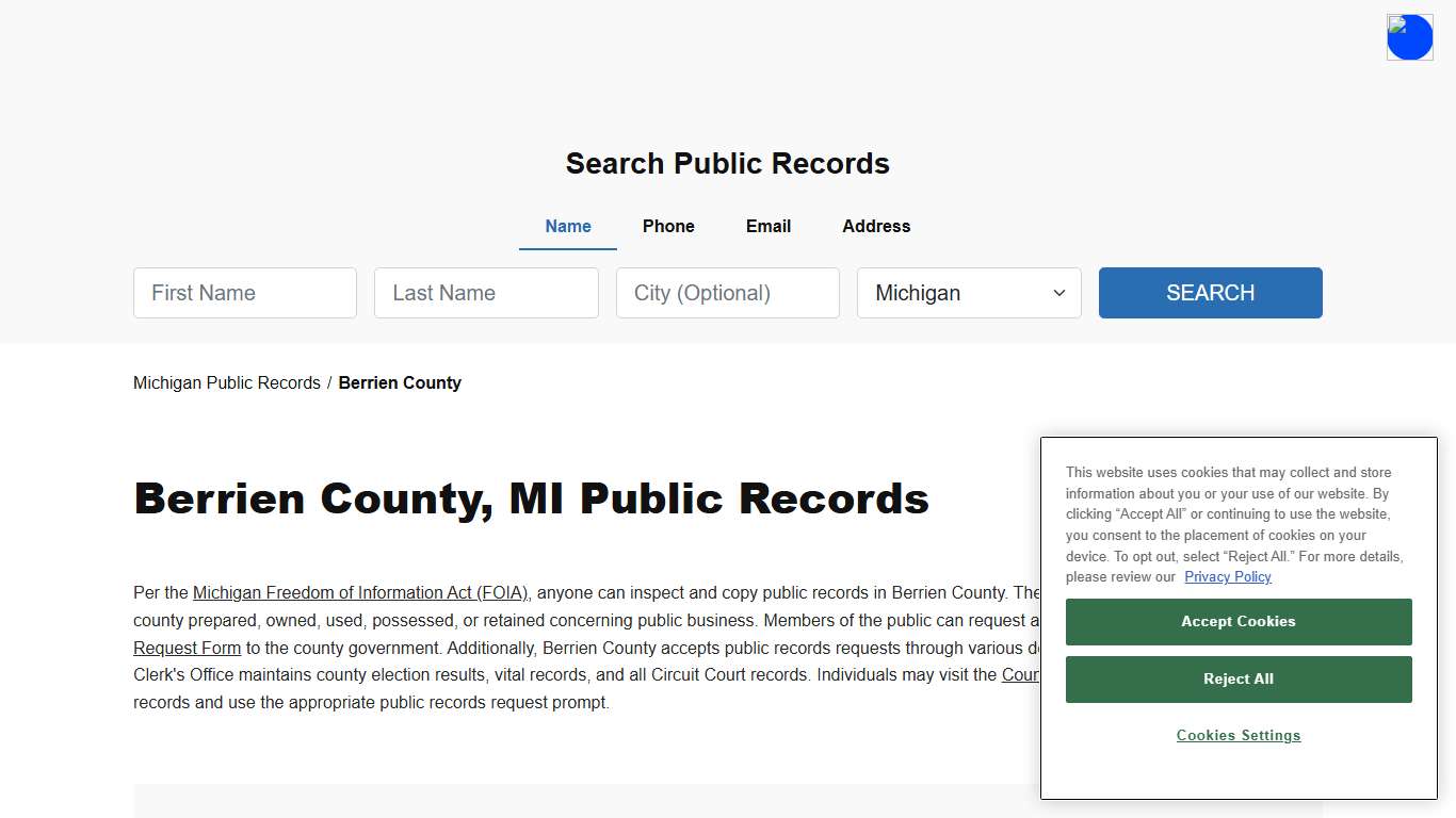 Berrien County, MI Public Court, Arrest and Inmate Records - ThePublicIndex